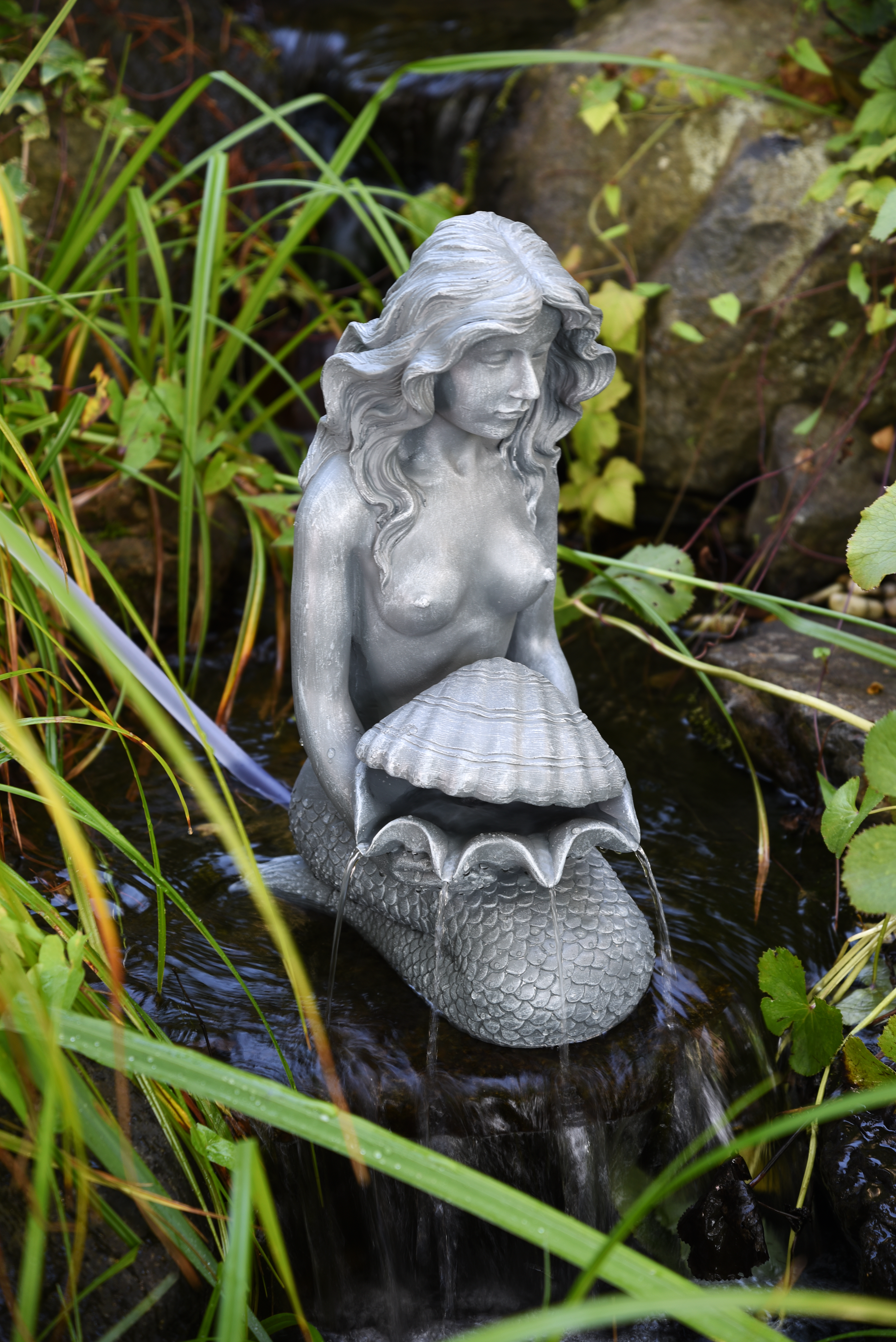 Heissner Teichfigur "Meerjungfrau mit Muschel", 30x20x46cm - Bild 1 von 1