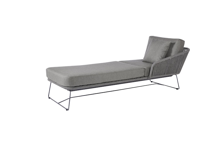 Diamond Garden Daybed MILOS rechts, Edelstahl Dunkelgrau / Rope Dunkelgrau / Sunproof (100 % Polypropylen)