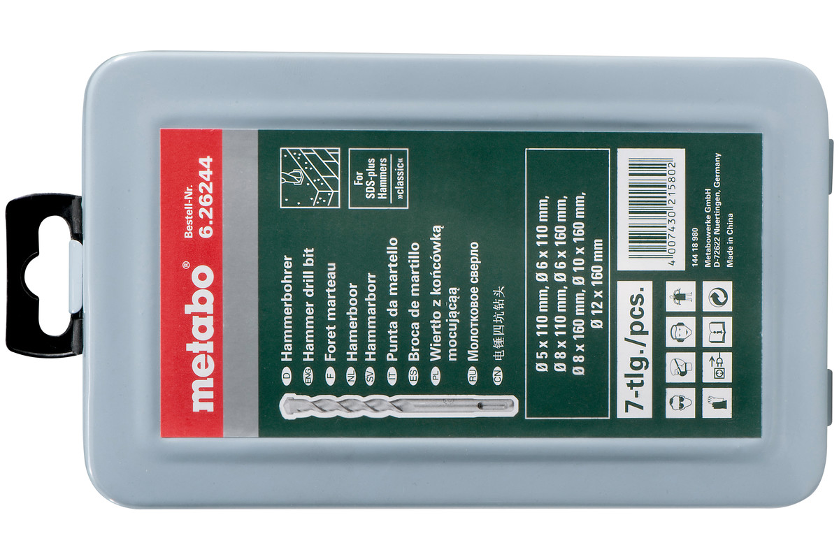 Metabo SDS-plus Classic-Bohrersatz 7-teilig Ø 568 mmL=110 mm / Ø 681012 mm L=160