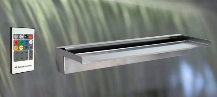 Gardenforma Wasserfall Wall inkl. LED Beleuchtung RGB mit Fernbedienung 60 x 19 cm