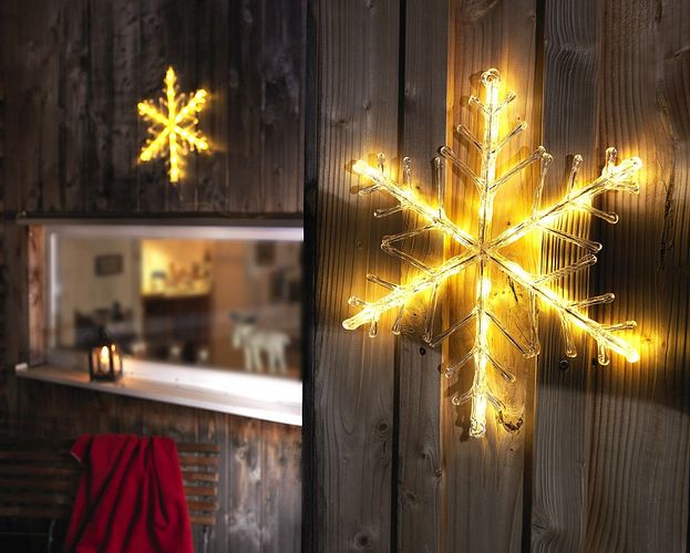 Konstsmide Weihnachtsbeleuchtung  LED Acryl Schneeflocke, 24 warmweiße Dioden