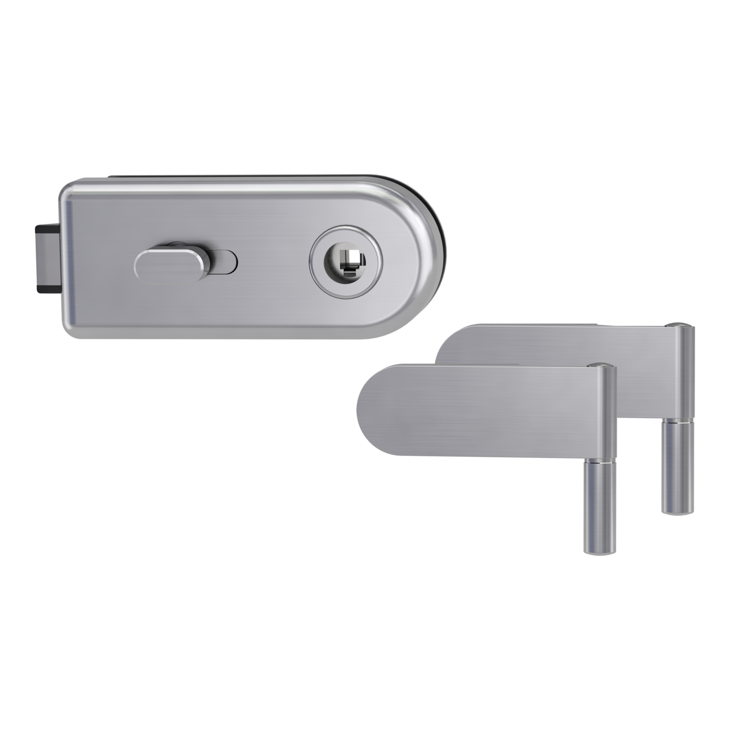 Griffwerk CLASSICO 1.0 -Edelstahl matt Ganzglastürbeschlagset -2-teiliger Bandsatz -ohne Griff -PZ, WC Knaufzylinder Sch...