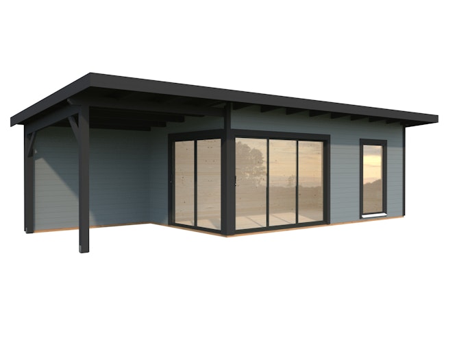 Palmako Gartenhaus Andrea 17,1+7,9 m² Slide Plus mit Isolierglas-Schiebetür  - 44 mm