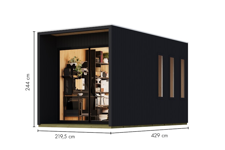 Karibu Design Gartenhaus Home Office Studio 2 Blackline - 73 mm