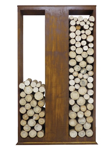 Badeko Holzregal „Lounge“ zweigeteilt in Edelrostoptik