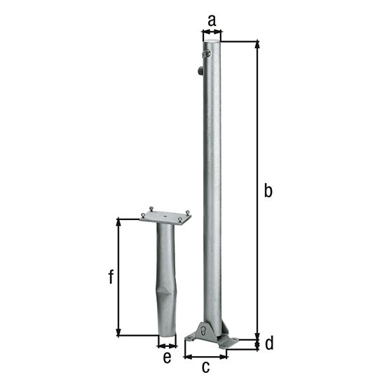 Alberts® Absperrpf.Klappy-Bo umlegb.,PZ,fvz,weiß,2 rote Ringe,z.Einb.,Pf.⌀60 mm 780876