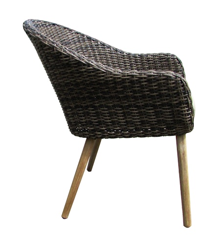 Garden Pleasure Gartenmöbel Set OAKLAND / PUEBLO, Tisch 200 x 100 + 4 Sessel, Akazie / Polyrattan Anisbraun / Kissen 100 % Polyester Taupe