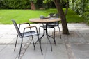 Cinas Balkon-Set ELLEN / PARC, Kaffeetisch Ø 80 cm + 2 Sessel, Aluminium Anthrazit / Teak