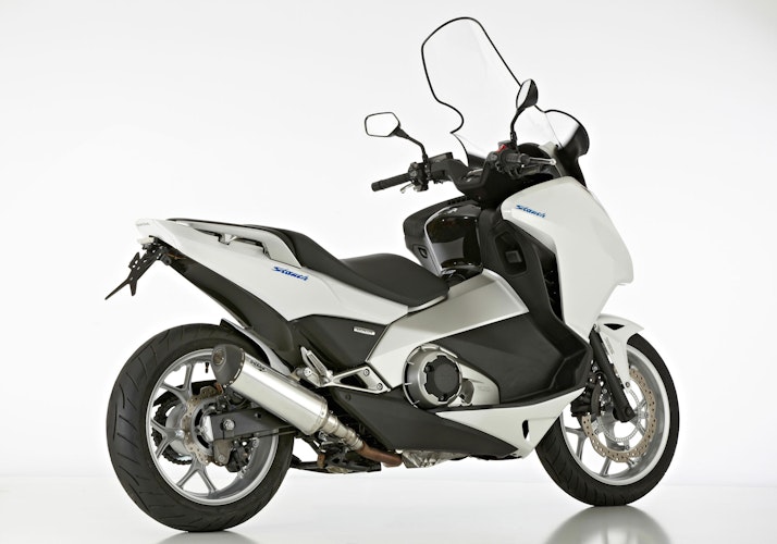 SHARK SLIP-ON Aluminium poliert/Endkappe Edelstahl schwarz matt beschichtet silber DSX-5 für HONDA Integra 700,Integra 750,NC700S,NC700X,NC750S,NC750X EURO3  