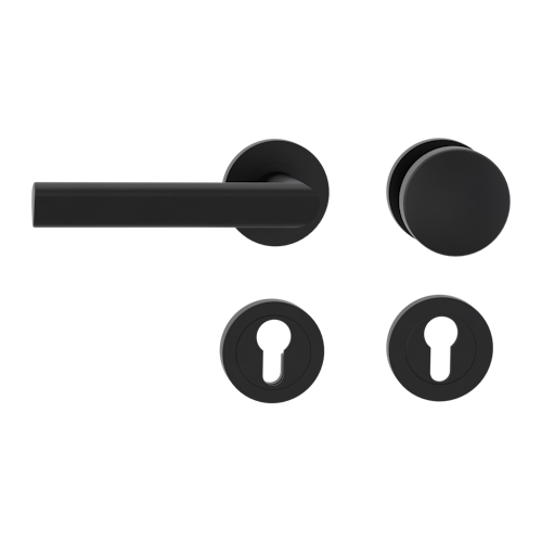 Griffwerk Wechselgarnitur TRI 134 Schraubtechnik GK3 Rosetten rund Knopf R2 Graphitschwarz L