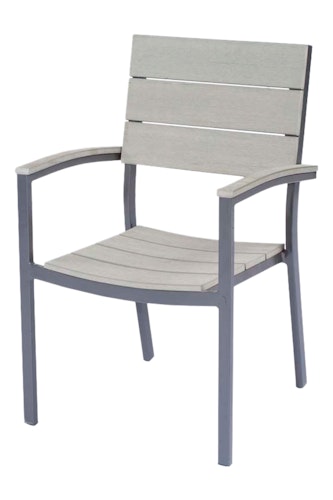 Garden Pleasure Gartenmöbel Set OLIVIA, Tisch 150 x 90 + 4 Stapelsessel, Aluminium Eisengrau/ Nonwood Hellgrau