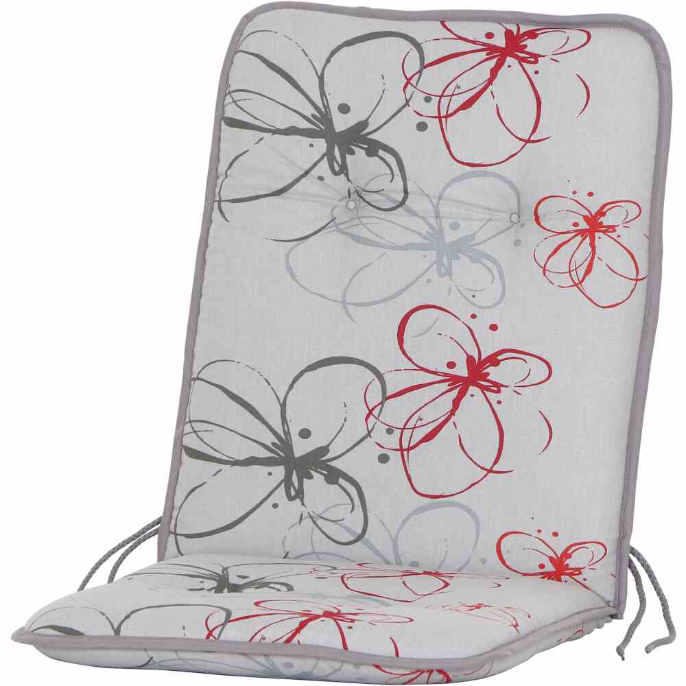 Siena Garden Auflage ELDA 100 x 47 cm, 100% Baumwolle, Dessin Blume Rot - Abverkauf