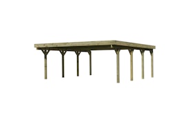 Karibu Carport Doppelcarport Classic Doppel 2 PVC Dach ohne Rundbögen (Holzcarport)