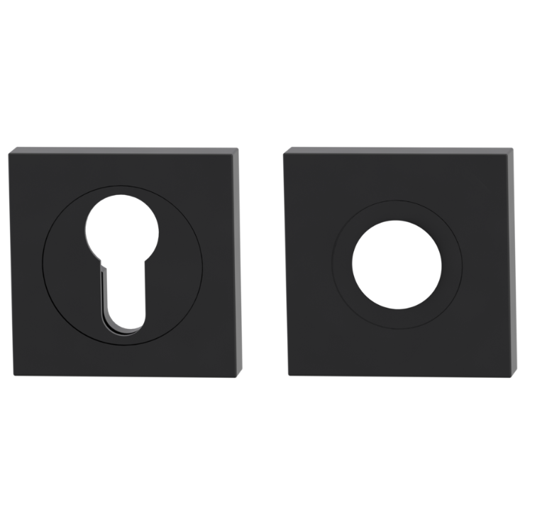 GRIFFWERK Kombi-Innenrosettensatz Klipptechnik eckig mit Zierring Graphitschwarz