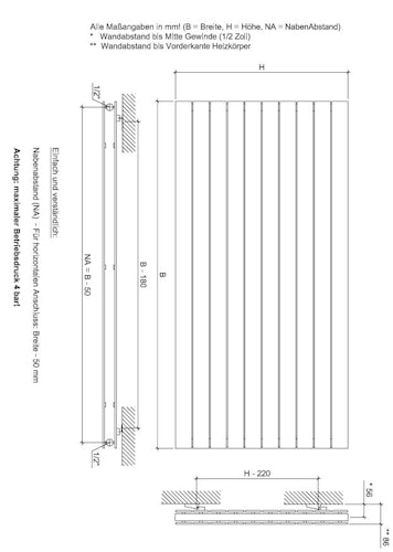 Ximax Raumheizkörper P1 Duplex horizontal weiß