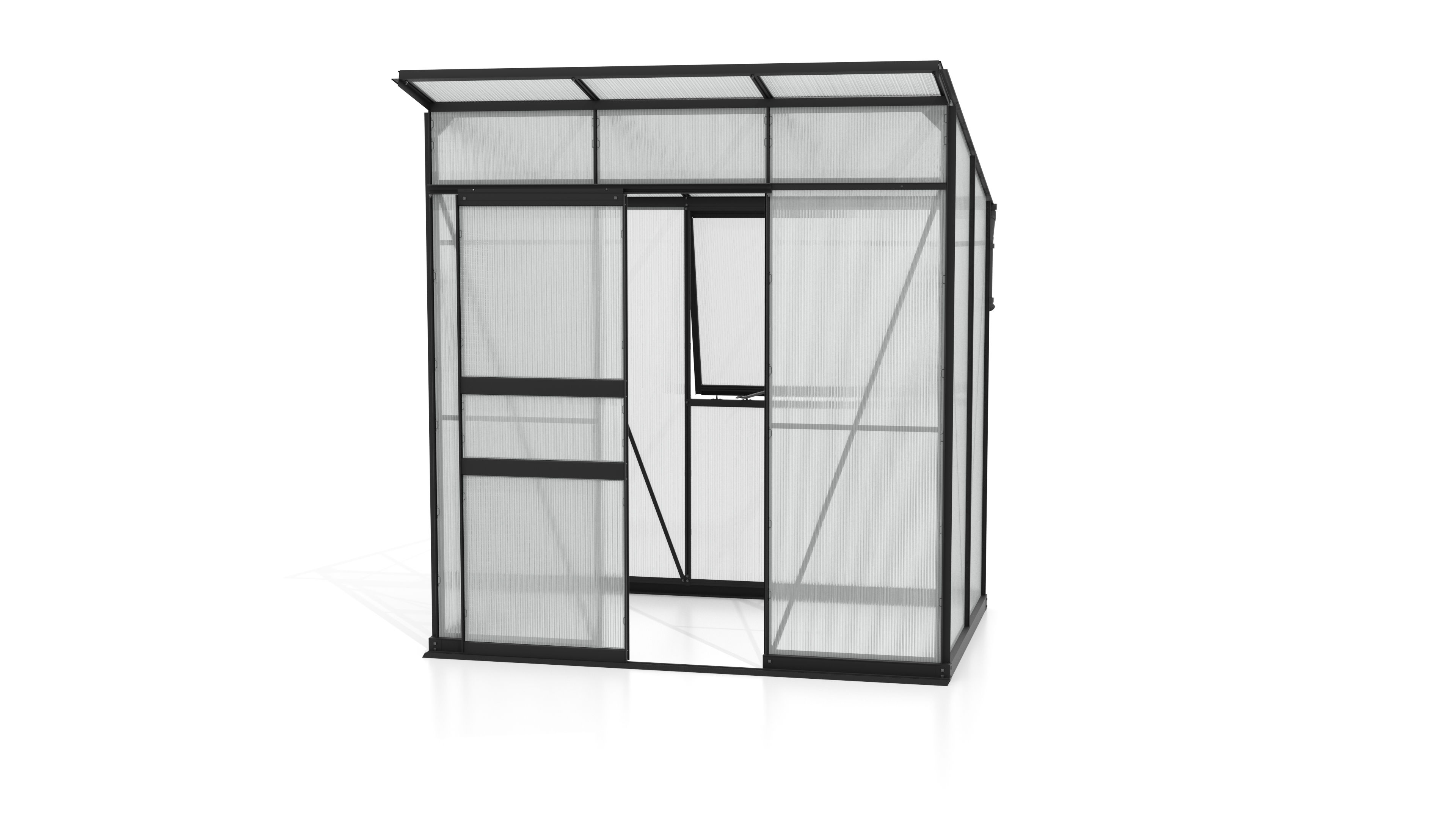 Vitavia Gewächshaus Fokus 3250 - 2,5 m² 6 mm Hohlkammerplatten Schwarz