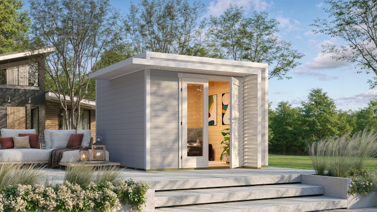 Weka Design Gartenhaus Pure Garden Amberley mit Design-Doppeltür - 28 mm