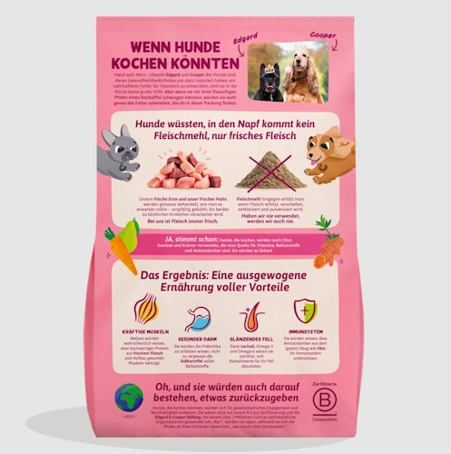 Edgard&Cooper Jun Freilauf-Ente und -Huhn getreidefrei Hundetrockenfutter