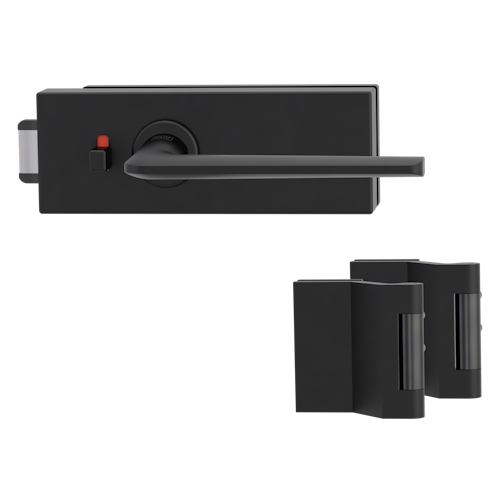 Griffwerk PURISTO S -Graphitschwarz Ganzglastürbeschlagset -3-teiliger Bandsatz -mit Griff REMOTE -GSC -smart2lock