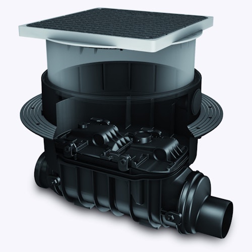 KESSEL 80200S - Grundkörper / Reinigungsrohr Controlfix DN200 für Bodenplatte - schwarze Abdeckung