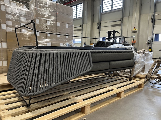 B-Ware Diamond Garden Daybed MILOS Doppelliege, Edelstahl Dunkelgrau / Rope Dunkelgrau / Sunproof (100 % Polypropylen)