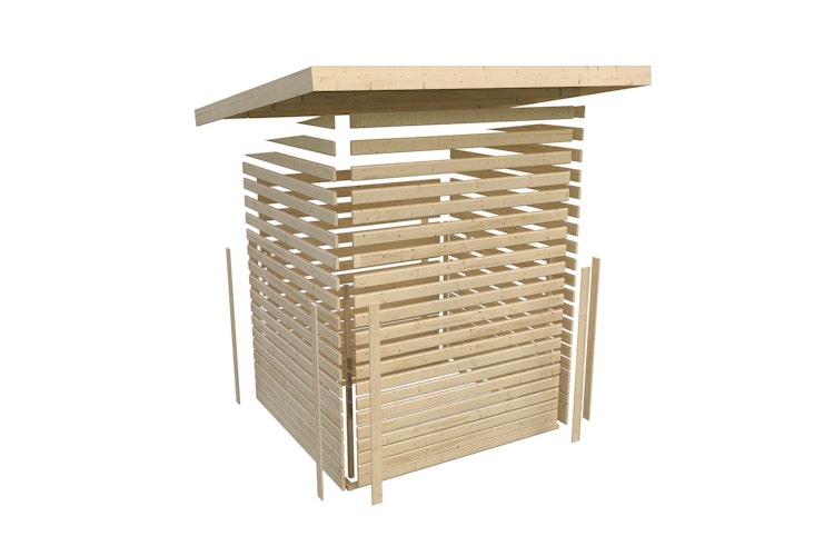 Karibu Woodfeeling Gartenhaus Kerko 3/4/5 mit 240 cm Schleppdach/Seiten- und Rückwand