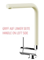 Wasserhahn Vorfenster Küchenarmatur, Umklappbar 6 CM, LINKER HEBEL, mit 360° schwenkbarem L-Auslauf, Verchromt / Sand Beige