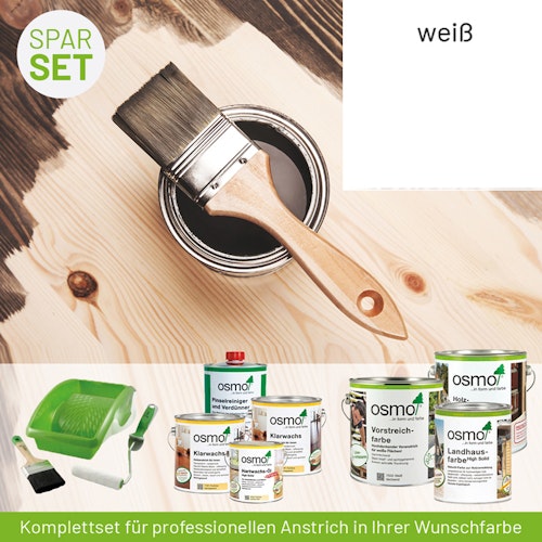 Innen- und Außenanstrich Komplettset für Gartenhäuser von 10 bis 15 m² Grundfläche (Deckfarbe)