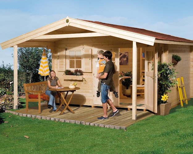 Weka 28 mm Gartenhaus 111 A mit Vordach (200 cm)