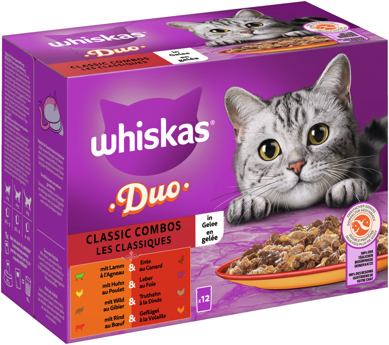 Whiskas Duo Mix Lekker, 1 jaar, natvoer voor katten, 13