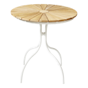 Cinas Balkon-Set ELLEN, Kaffeetisch Ø 80 cm + 2 Sessel, Aluminium Weiß / Teak