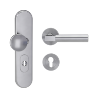 Griffwerk TITANO Kombi SB_882 ES1 (S2) -Edelstahl matt Kombi-Schutzbeschlag -Knopf/Drücker -mit Griff METRICO PROF -EM -ZA, 72mm -TS 38-50