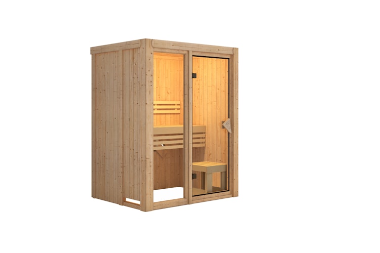 Karibu Sauna Avari 1 Superior mit Fronteinstieg 68 mm - 230 Volt Plug & Play inkl. gratis Sauna-Zubehörset im Wert von 234,94 €