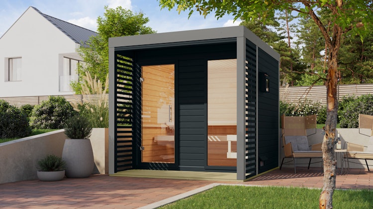 Karibu Saunahaus Ares 2 - Hybridhaus mit Metallrahmen - 38 mm inkl. gratis Sauna-Zubehörset im Wert von 234,94 €