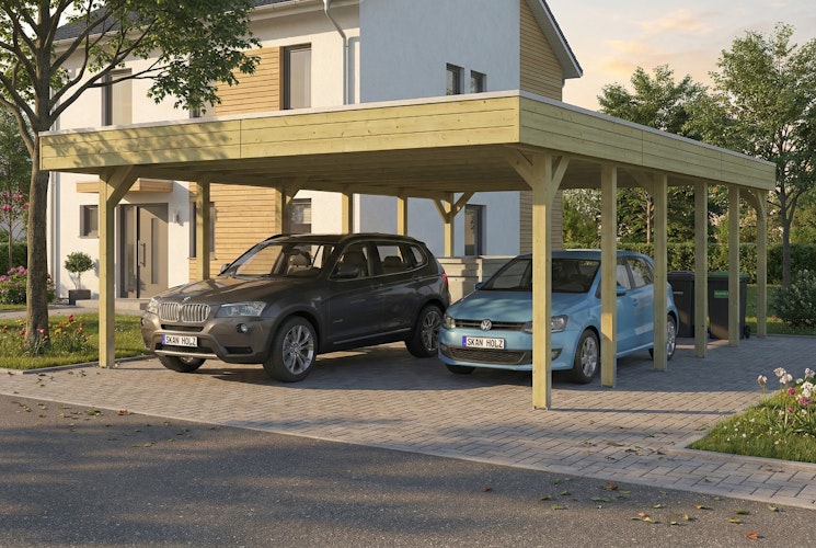 Skan Holz Friesland - Flachdach Doppelcarport aus Nadelholz Breite 546 cm