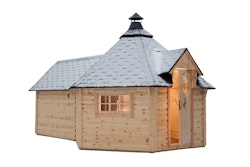 Wolff Finnhaus Grillkota 9 de luxe m. Saunaanbau schwarz