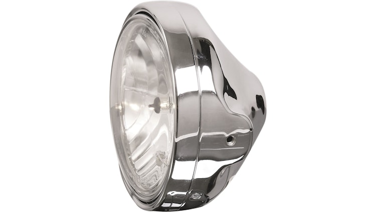 Shin Yo Hauptscheinwerfer 12 V H4, Klarglas, Gehäuse verchromt, Scheinwerferring verchromt