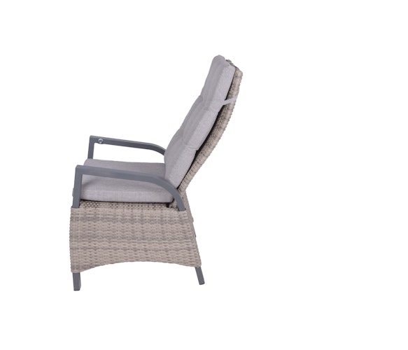 Garden Pleasure Gartenmöbel Set DIJON / AMELIA, Tisch 200 x 100 + 6 Hochlehner, Aluminium Anthrazit / Polyrattan Champagner / Kissen 100 % Polyester Creme