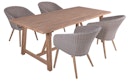 Vorschaubild Garden Pleasure Gartenmöbel Set OAKLAND / VISALIA, Tisch 200 x 100 + 4 Sessel, Akazie / Polyrattan Muskatnuss / Kissen 100 % Polyester Taupe