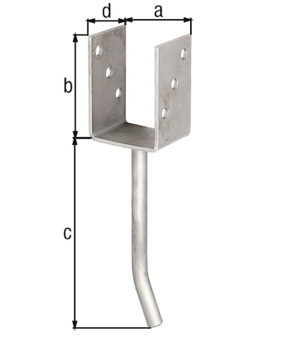 Alberts® Edelstahl U-Pfostenträger 104x60x4mm Betonanker Rundstahl für verschiedene Pfostenstärken
