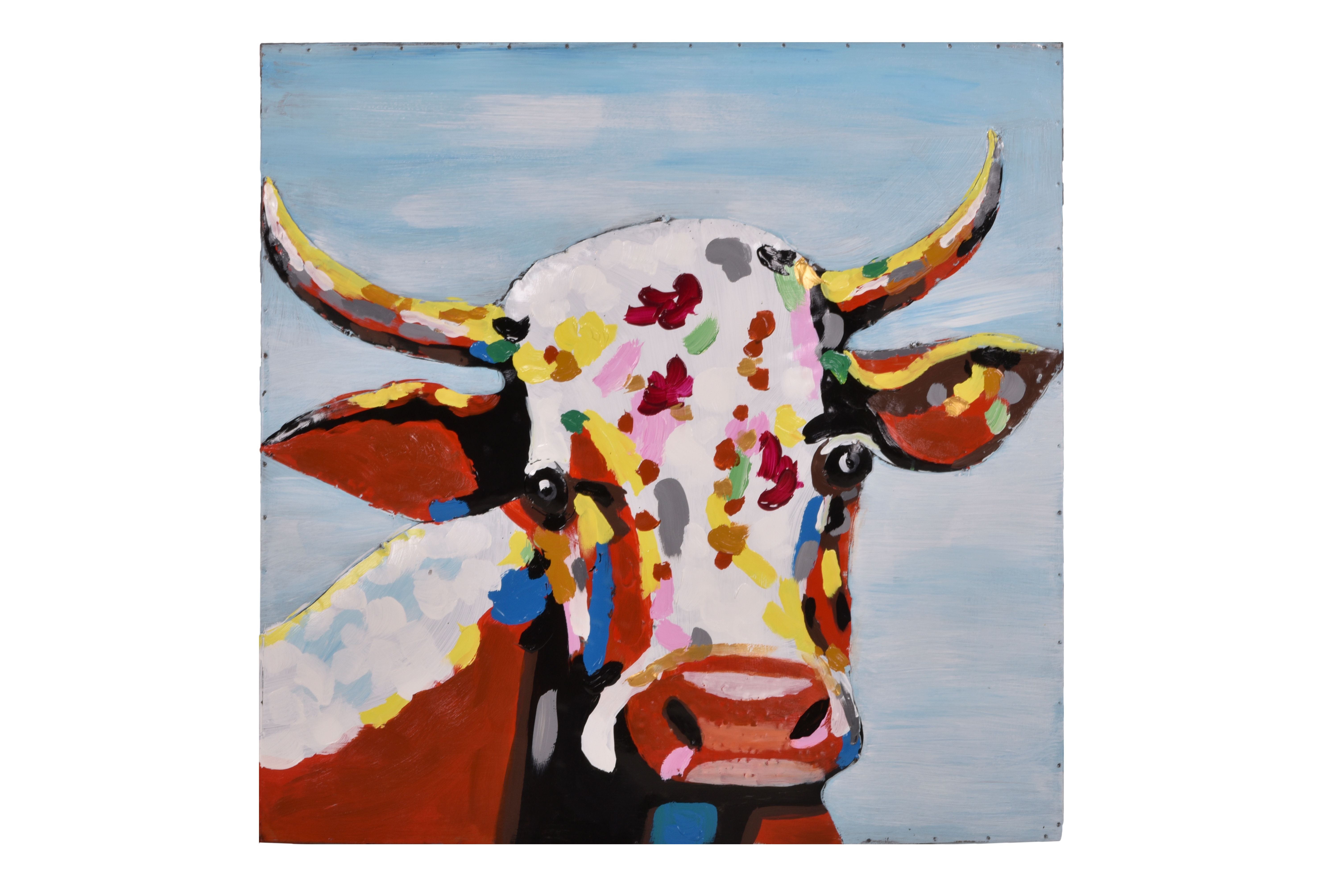 3D Metallbild Kuh 80 x 80 cm, Stahlblech