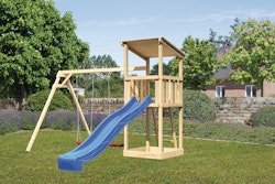 Akubi Kinderspielturm Anna mit Pultdach inkl. Wellenrutsche und Doppelschaukel