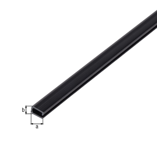 Alberts® Einfassprofil, PVC, schwarz, Länge:1000 mm, Breite: 7 mm, Höhe: 4 mm 470586