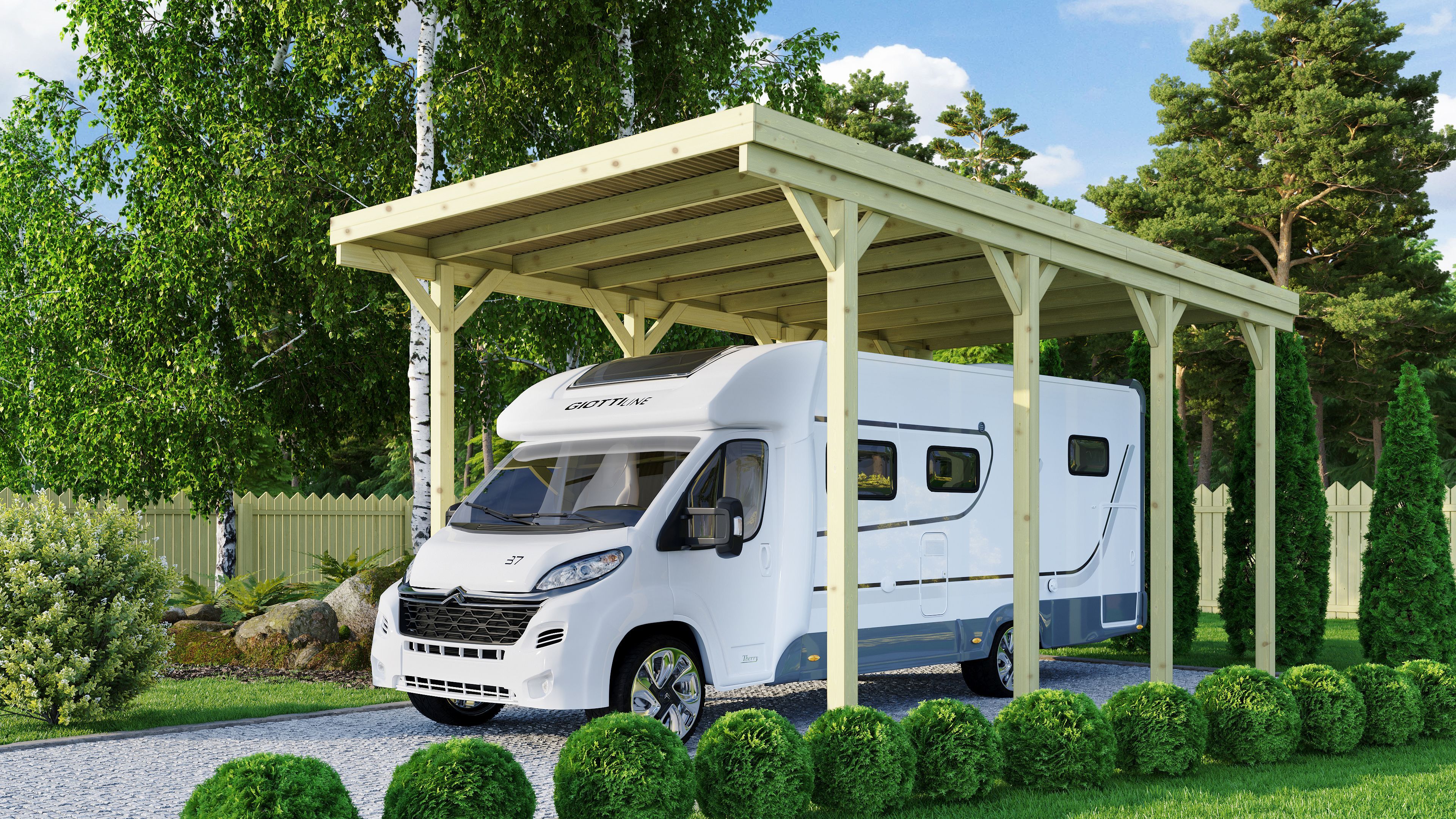Karibu Caravan Carport - kesseldruckimprägniert