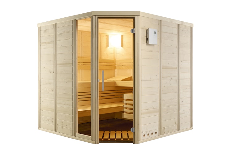Infraworld Sauna Urban - 40 mm Massivholzsauna inkl. 5-teiligem gratis Zubehörset