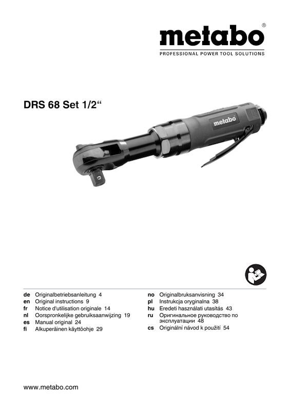 Bedienungsanleitung fÃ¼r Metabo Druckluft-Ratschenschrauber DRS 68 Set 1/2