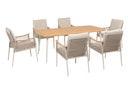 Vorschaubild Garden Pleasure Gartenmöbel Set TULUM, Tisch 180 x 90 + 6 Sessel, Alu Sandbeige / Nonwood / Rope Beige / Kissen 100 % Polyester Beige