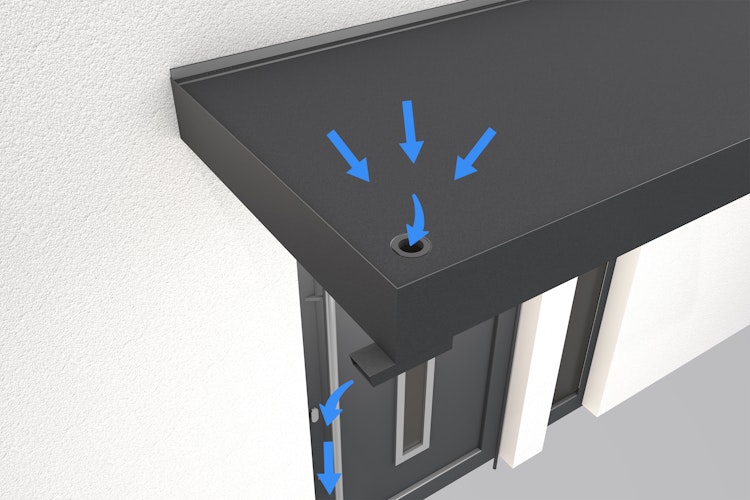 Gutta Rechteckvordach BS Plus 300 Sondermaß inkl. Wasserspeier  (neues Modell)