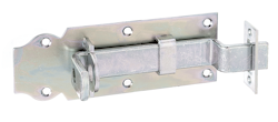 Alberts® Schlossriegel, flacher Griff, gekröpft, m. Schließblech, galvanisch verzinkt dickschichtpassiviert, Platte LxB140x52mm 117047