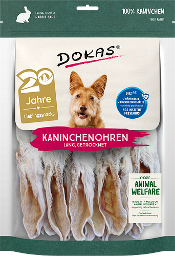 DOKAS Kaninchenohren getrocknet Hundesnack